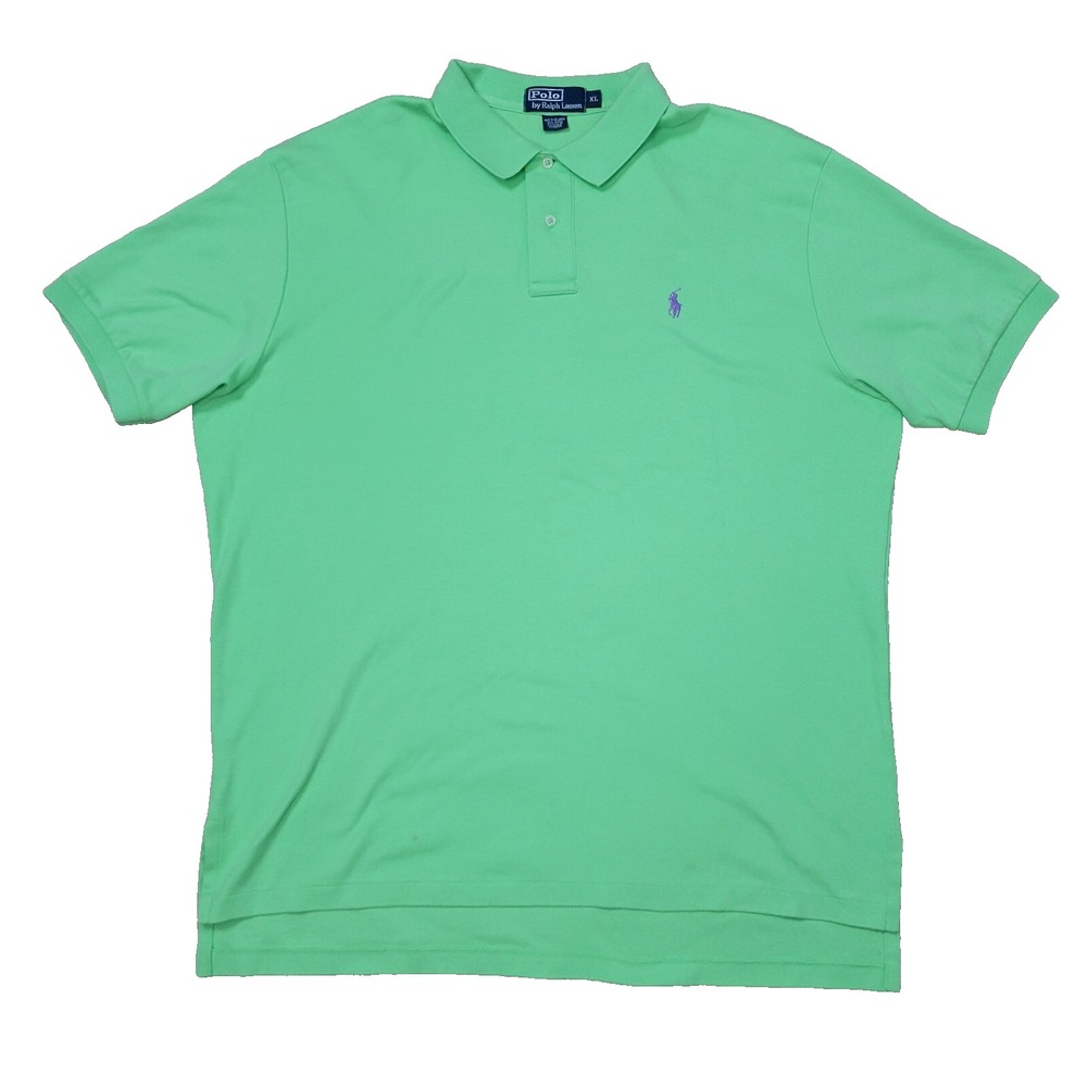 Vintage Polo Ralph Lauren Mens XL Solid Green Purple Pony Stretch Knit - Picture 2 of 7